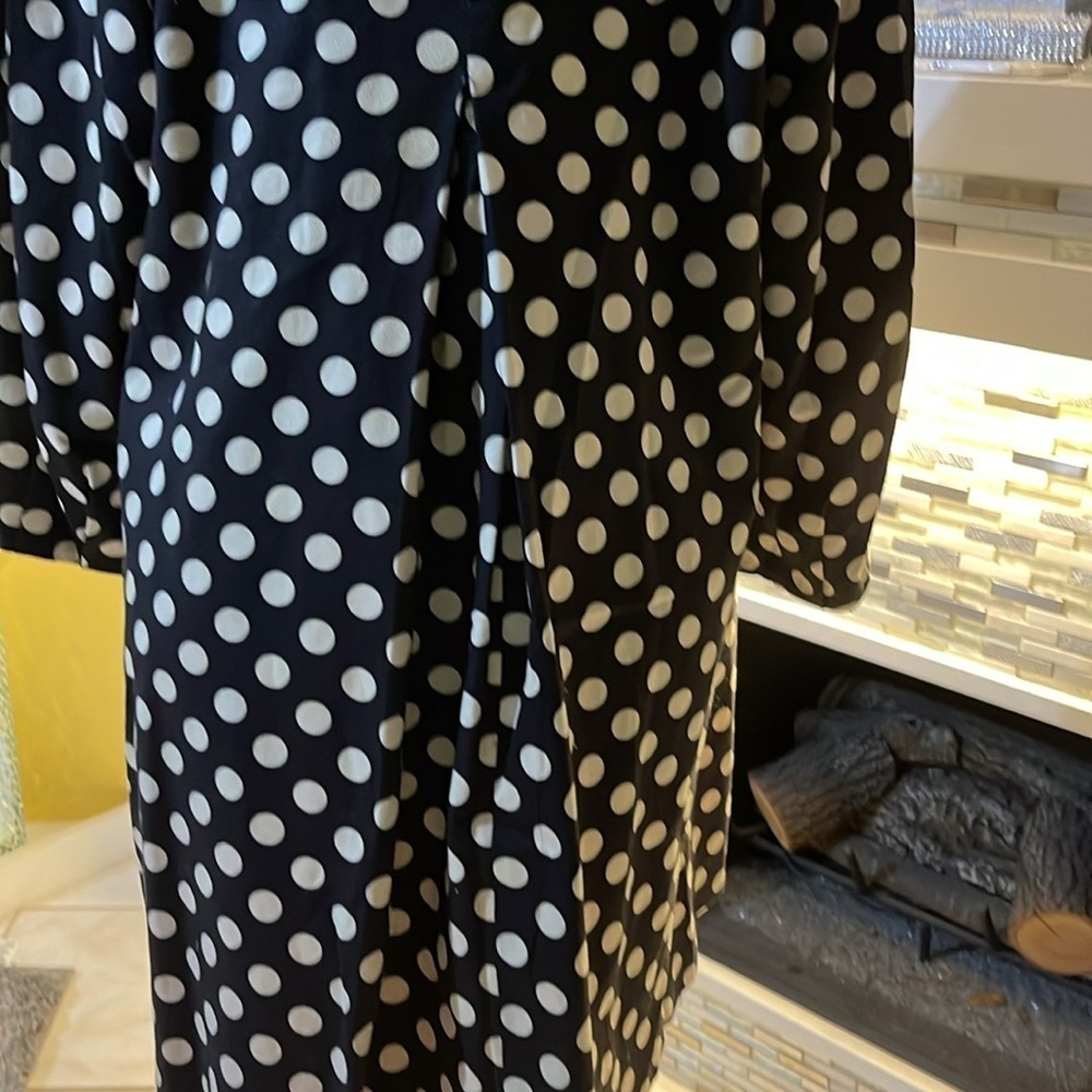 3 Sisters polka dot short lined mob wife trench coat L - Picture 7 of 10